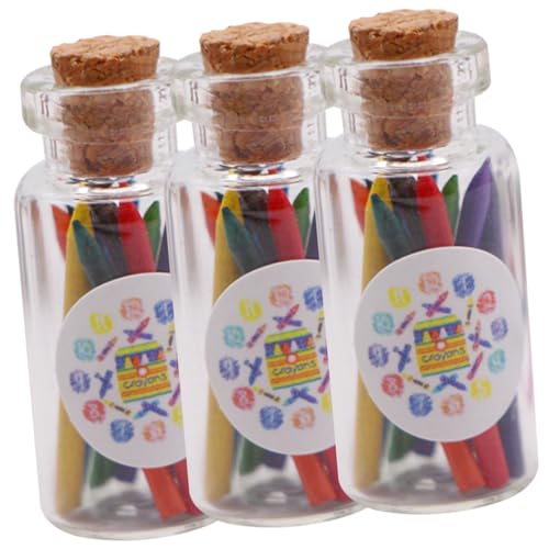 Garneck 3 Satz Crayon -modellzubehör Drinnen Dekorationen Puppe Miniatur Mini-buntstifte Buntstifte in Mini-flaschen Buntstiftmodell in Flaschen Plastik von Garneck