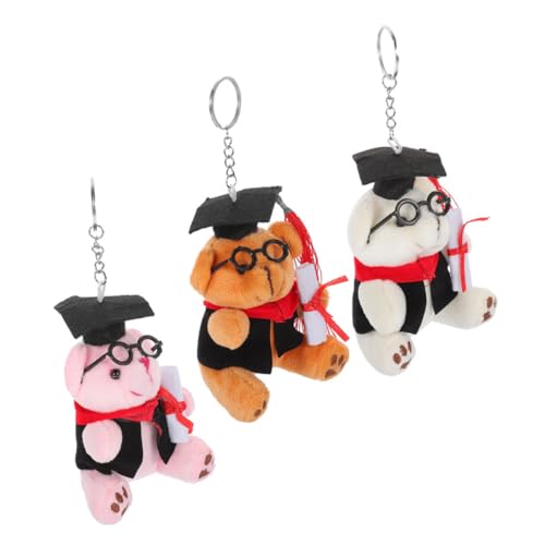 Garneck 3 Stück Doktorbär Plüschspielzeugschlüsselkette Plüschbär abschluss ausgestopfte bären Abschluss für sie Schlüsselbund Souvenir Abschlussschlüsselkette PP Baumwolle von Garneck