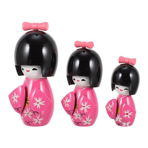 Garneck 3 Stück Kimono Holzpuppe Dekoration Kleinkind Dekoration Handarbeit Puppe Figuren Roboter Für Haushaltsspielzeug Rosy von Garneck