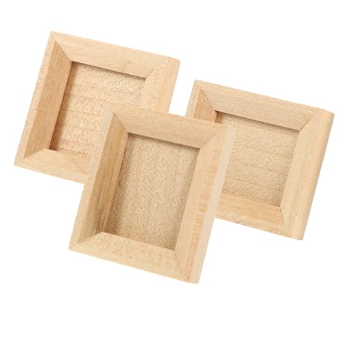 Garneck 3 Stück Puppenhaus Fotorahmen Miniatur Holzpuppen Kleine Foto Requisiten Mini Dekoration Puppenhaus Mini Puppenhaus Fotorahmen Mini Bilderrahmen Bulk Beige Holz von Garneck