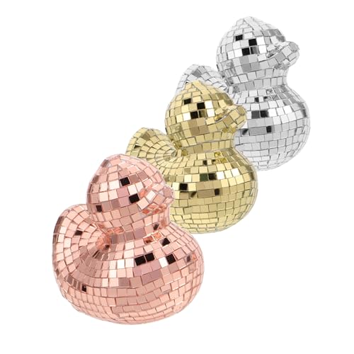 Garneck 3 Stück Teiliges Disco-Enten Glas und Spiegel-Design Reflektierende Tierfigur für Party Wohnzimmer Büro Kompakte Stilvolle Dekoration von Garneck