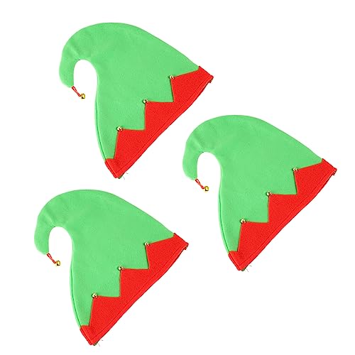 Garneck 3 Stück Teiliges Weihnachts Elfenmützen aus Weichem Flanell mit Glocken Festliche Kopfbedeckung für Erwachsene und Stilvoller Christmashut für Weihnachtsdeko und Partyaccessoire von Garneck