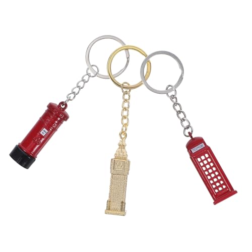 Garneck 3-teiliges Set Telefonzellen-schlüsselanhänger Schild Schlüsselanhänger Im Vintage-stil Schlüsselbund Für Rucksack Reiz London-souvenirs Rucksackschlüsselketten Zinklegierung von Garneck