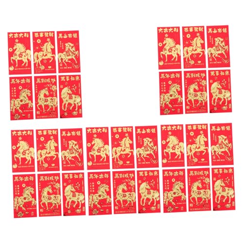 Garneck 30 Stück Chinesische Rote Umschläge Kreative Hong Bao für Frühlingsfest Vielseitige Geldumschläge mit Einzigartigen Designs Traditionelle Neujahrsgrüße im Zeichen Des Pferdes von Garneck