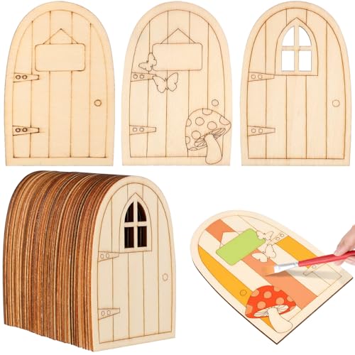 Garneck 36 Stück Mini-Holz-Feentüren, Elfentüren, unlackierte Feentüren zum Bemalen von Souvenirs, Bastelprojekten Garneck 36 Stück Mini-Holz-Feentüren, Elfentüren, unlackierte Feentüren zum Bemalen von Souvenirs, Bastelprojekten von Garneck