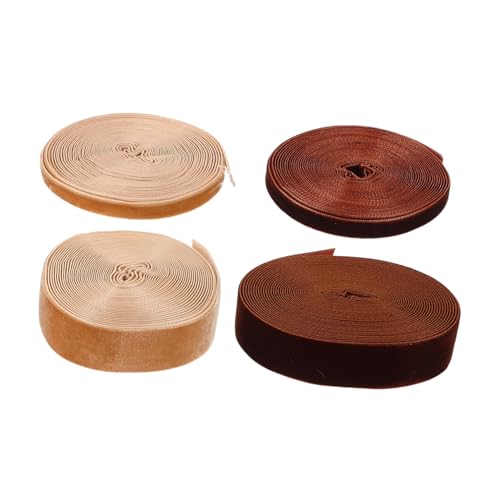 Garneck 4 Rollen Samtband Khaki und Braun Yards pro Rolle Vielseitiges Diy Geschenkband zum Basteln Schneiden und Verpacken Weiches für Geschenkverpackungen Blumensträuße und Dekorationen von Garneck