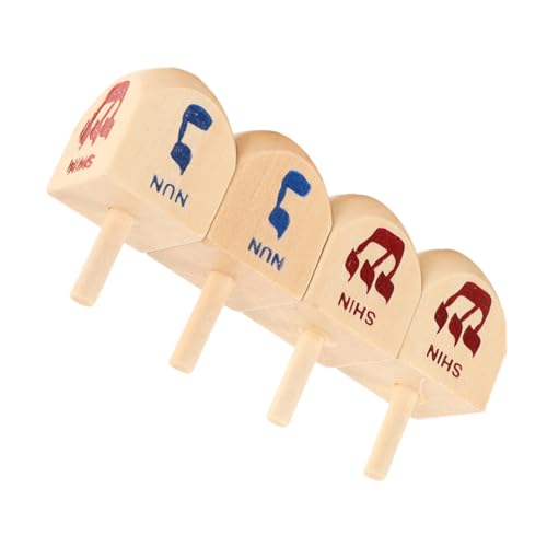Garneck 4 STÜCKE Teiliges Holz Hanukkah Dreidel Bunte Kinderkreisel aus Sicherem Holz Ergonomisches Design zur Feinmotorikförderung Montessori für Konzentration und Entspannte von Garneck