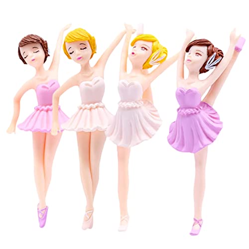 Garneck 4 Stück Ballerina Mädchen Ornamente Cupcake Geburtstagsdekoration Geburtstagsparty Dekorationen Essbarer Kuchenaufsatz Tortenaufsatz Figur Puppe Ballerina Spielzeugfigur von Garneck