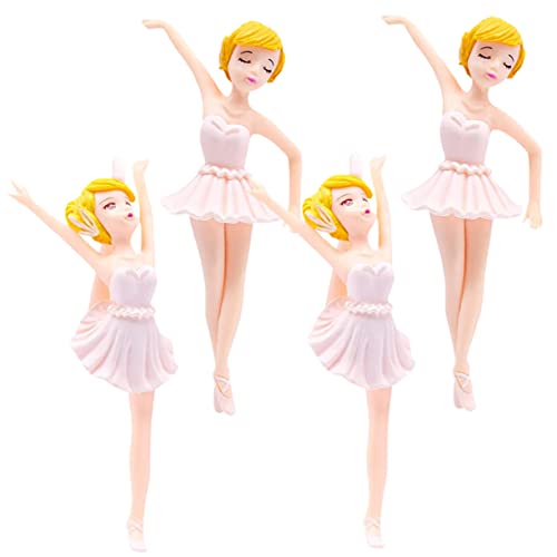 Garneck 4 Stück Ballerina-Mädchen Partydekorationen für Prinzessinnen Kuchen dekoratives Accessoire Tanzraumfiguren dekorieren Dessertverzierung Mädchenfigur Ballettmädchen-Statue PVC Weiß von Garneck