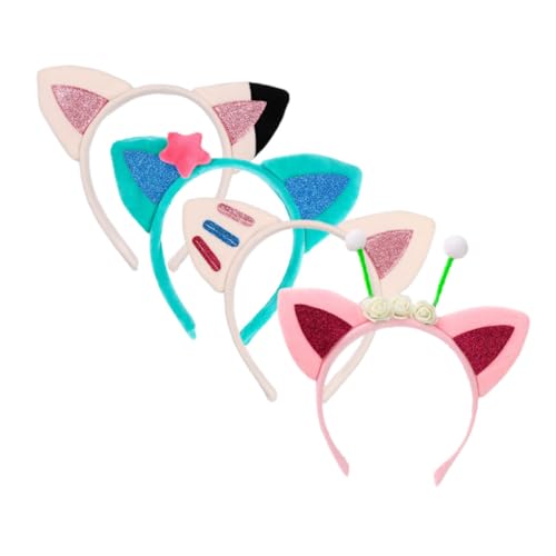 Garneck 4 Stück Cosplay-Stirnband Cowgirl-Kostüm Kopfbedeckung mit Katzenohren Kleidung Cosplay-Party-Stirnband Schöne Katzenohren Stirnbänder Tier Haarring Haarschmuck schmücken Kätzchen von Garneck