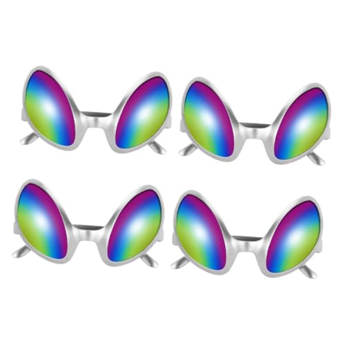 Garneck 4 Stück Lustige Cosplay Brillen mit Silbernem Rahmen Auffällige Party Kostümbrille für Halloween Fasching Fotorequisiten und Bühnenauftritte von Garneck