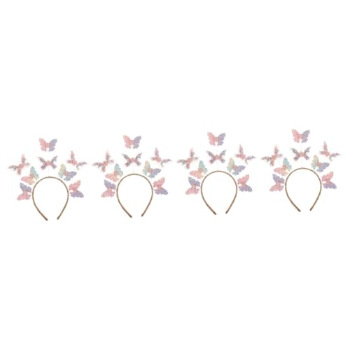 Garneck 4 Stück Schmetterlings-stirnband Schönes Stirnband Party-stirnband Haarschmuck Kopfschmuck Haarreifen Aus Kunststoff Kind Dekorationen Plastik Mädchen von Garneck