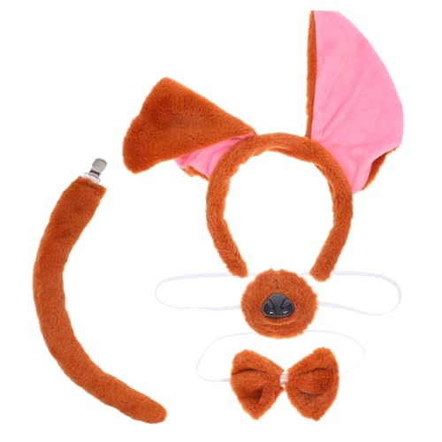 Garneck 4 Stück Teiliges Hundeohren Stirnband mit Formbaren Ohren und Schleife Weicher Plüsch Haarreif für Cosplay Verkleidungspartys Tieraccessoires für Mädchen und Jungen von Garneck