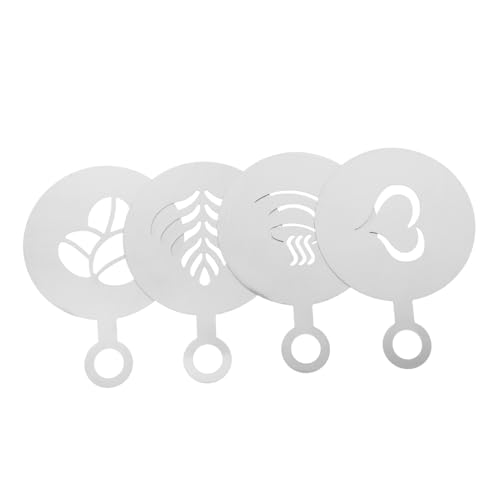 Garneck 4 Stück Teiliges Kaffee Stencils für Latte Art Cappuccino und Heiße Schokolade Wiederverwendbare Vorlagen für Kreative Dekorationen Cafés und Zuhause von Garneck
