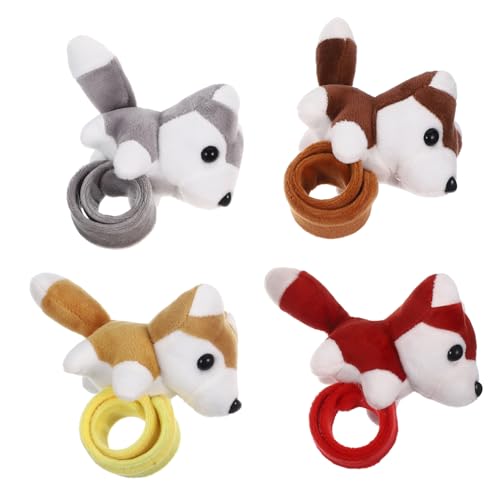 Garneck 4 Stück Teiliges Plüsch Tierform Slap Armband Lustige Plüschspielzeuge Weiche Handgelenkband für Dekoration und für Feste und Anlässe von Garneck