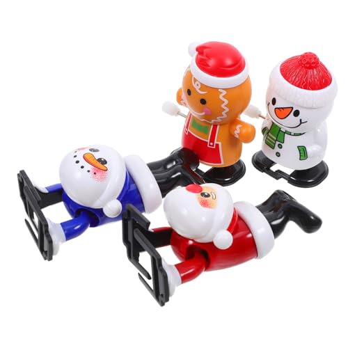 Garneck 4 Stück Teiliges Weihnachts aufziehspielzeug mit Schneemann Lebkuchenmann und Weihnachtsmann Kreative Partyspaß Deko Sicher Fördert Motorik und Bewegung Xmas Geschenkidee von Garneck