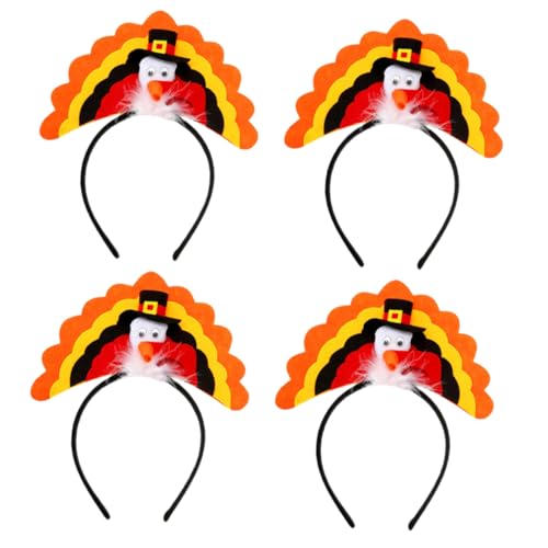 Garneck 4 Stück Weihnachts-Truthahn reifen Thanksgiving -Zubehör stirnband weihnachten weihnachtsstirnband party kopfschmuck Kopf für Danksagung Thanksgiving-Kopfband Partyzubehör Vlies von Garneck