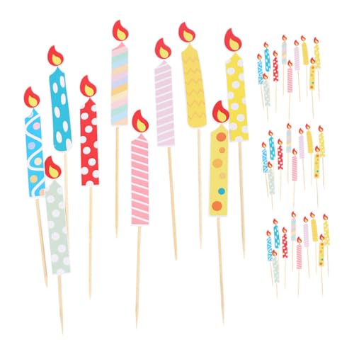 Garneck 40 Stück Kerzenkarte Zarte Geburtstagskerze Kuchenkerzen-requisite Geburtstagsdekoration Dekorative Partykerzen-requisite Praktische Kuchenkerze Geburtstagskerze Aus Papier Hölzern von Garneck