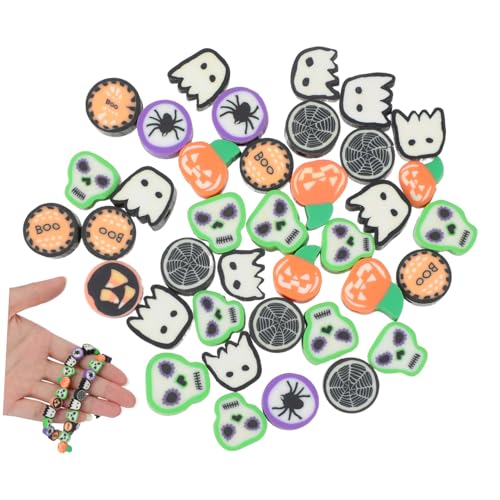 Garneck 40 Stück Polymer Clay Perlen Halloween Armband Beads mit Einzigartigen Geister- Kürbis Totenkopf-motiven Vielseitig für DIY Schmuckherstellung Weich und Bruchsicher Garneck 40 Stück Polymer Clay Perlen Halloween Armband Beads mit Einzigartigen Geister- Kürbis Totenkopf-motiven Vielseitig für DIY Schmuckherstellung Weich und Bruchsicher von Garneck