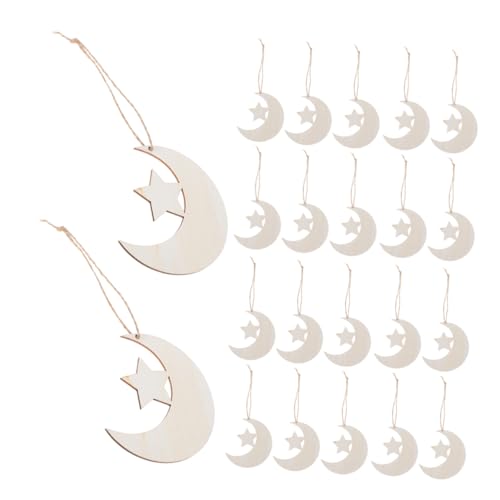Garneck 40 Stück Teiliges Holz Mond Stern Ausschnitte Unlackierte Holzscheiben Natürliche Holzformen für Diy Bastelprojekte Babyparty Dekorationen und Raumgestaltung von Garneck