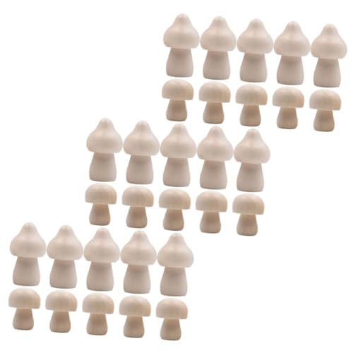 Garneck 40 Stück Teiliges Unbemaltes Holzpilz Dekorationsset Leichte DIY Holzfiguren für Sicher und Kompakt für Bastelprojekte und Feiertagsdekoration aus Hochwertigem Naturholz von Garneck