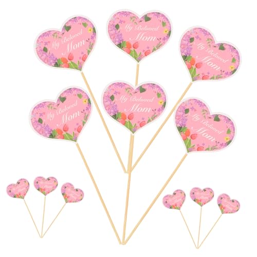Garneck 48 Stück Torteneinsätze Zum Muttertag Kuchen - topper Cupcake - topper Cupcake - stand Kuchendekor Kuchendeckel Babygeburtstag Dekorationen Cupcake - boxen Liner Pappbecher Essen Holz von Garneck