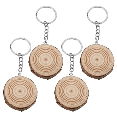 Garneck 4Stücke Handgefertigte Holz Schlüsselanhänger Blanko Holzscheiben Selbermachen für Kreatives Basteln und Dekoration von Schlüsseln und Taschen von Garneck