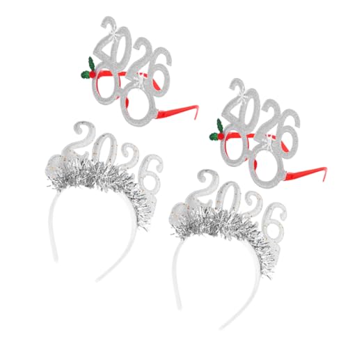 Garneck 4stücke Stirnbänder Für Silvesterparty Dekorative Haarreifen Für Neujahr Feiertagsbrillen Mit Glitzerzahlen Requisiten Für Fotoautomaten Stirnband Für Silvester von Garneck