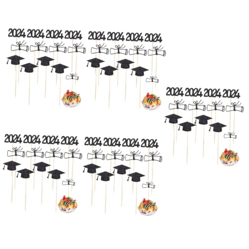 Garneck 5 Sätze Bachelor -Hutkuchendekoration Abschlusskuchendekor Kuchen verzieren Junge Vorschulabschluss wählt Herzlichen Glückwunsch, Absolvent, Cupcake-Topper Gradcupcake Topper Holz von Garneck