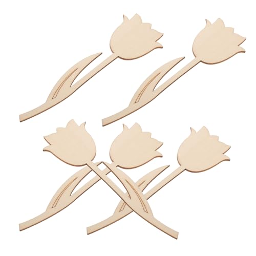 Garneck 5 Stück Holzchip Zeichenspielzeug Holzhandwerk Ausschnitte Herstellen Holzausschnitte Zum Basteln DIY Holzscheiben Frühlingsblumen Basteln Für Unbehandelte Holzchips von Garneck