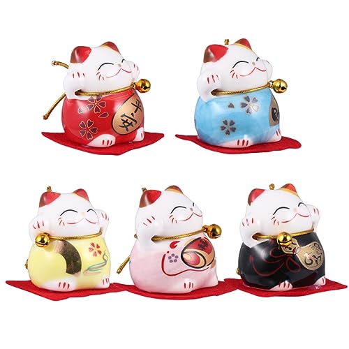 Garneck Set Mit 5 Katzenornamenten -feng-Shui-katzenstatuen Arm Winkende Katze Keramik-katzenstatue Heimdekoration Tischdekoration Garneck Set Mit 5 Katzenornamenten -feng-Shui-katzenstatuen Arm Winkende Katze Keramik-katzenstatue Heimdekoration Tischdekoration von Garneck