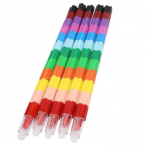 Garneck 5 Stück Stapelbare Wachsmalstifte Farben Kreative Wachsmalstifte für Lernspielzeug Hand Augen Koordination für Partys und Garneck 5 Stück Stapelbare Wachsmalstifte Farben Kreative Wachsmalstifte für Lernspielzeug Hand Augen Koordination für Partys und von Garneck