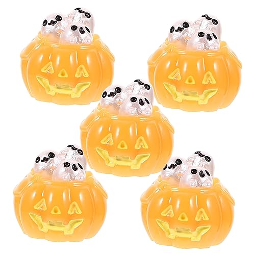 Garneck 5 Stück Teiliges Halloween Deko Elemente aus Resin Kürbis und Schädel Figuren für Partydekoration und DIY Ergänzung für Ihre Halloween Feierlichkeiten von Garneck