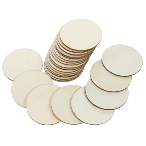 Garneck 50 Pieces Round Wood Discs, DIY Wood Circles, Craft Woods Circles, 6 cm x 0.2 cm, Beige, for Crafting and Decoration von Garneck