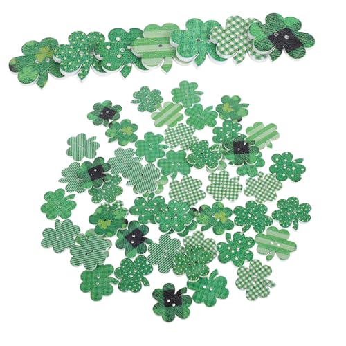 Garneck 50 Stück Holzknöpfe Glücksbringer für Patrick's Day DIY Dekoration für Kleidung Hüte und Bastelprojekte und Vielseitig Einsetzbar von Garneck