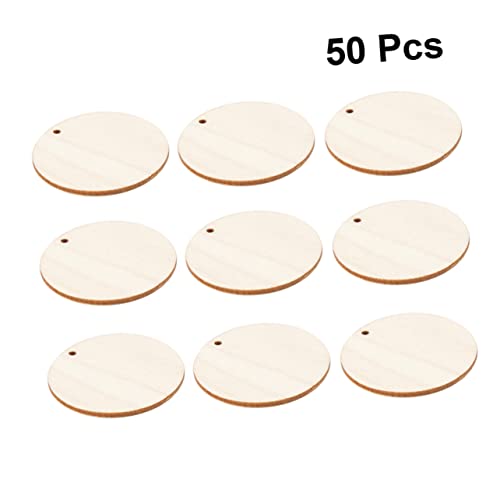 Garneck 50 Stück Runde Holzscheiben mit Loch für Diy Basteln Scrapbooking und Dekoration für Geschenkanhänger und Kreative Projekte von Garneck