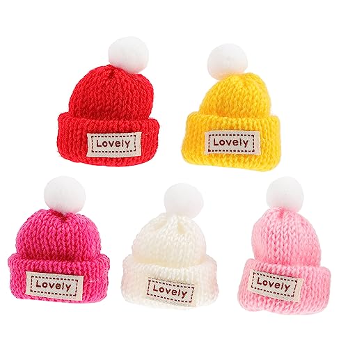 Garneck 5Stücke Mini Wollgarnhüte DIY Puppenhüte Für Weihnachten Als Fingerpuppen Und Kreative Bastelaccessoires von Garneck