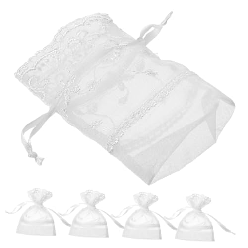 Garneck 5stücke Weiße Organza Beutel Mit Kordelzug Schmuckbeutel Für Hochzeiten Taufen Geschenke Und Party Dekoration Faltbare Taschen Für Schmuck Und Kleingegenstände von Garneck