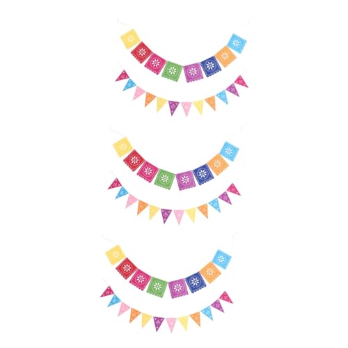 Garneck 6 Sätze Party-Latte-Art Dekoration Ornament reminescence wandverkleidung strandparty home decoration aus Mexiko flaggen Dekore im mexikanischen Stil Pinata-Party-Banner gefühlt von Garneck