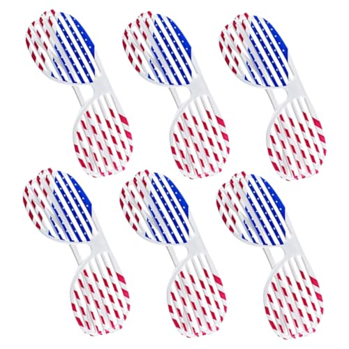 Garneck 6 Stück American Flag Shutter Shades Partybrillen aus Leichtem Kunststoff Lustige Foto Requisiten für Erwachsene für und Patriotische Feiern von Garneck