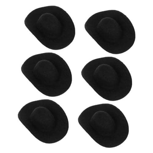 Garneck 6 Stück Mini-Jazzhut Mini-Cowboystiefel für Tafelaufsätze kleine Cowboyhüte zum Basteln Puppenkostümhut dekorativer Minihut Miniatur-Puppenhut süße kleine Zylinder Stoff Schwarz von Garneck
