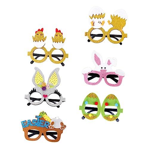 Garneck 6 Stück Ostergläser-Set brillen für die osterparty Vorabend geformt lustige Brillen Osterhasenbrille lustige Partybrille Kostüm Brille Partyzubehör Plastik von Garneck