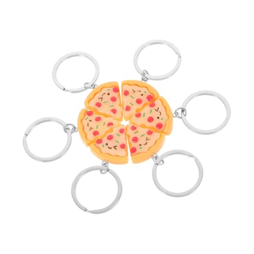 Garneck 6 Stück Realistischer Pizza Schlüsselanhänger aus Langlebigem Harz und Vielseitiger Taschenanhänger und Schlüsselring Kreatives Partygeschenk für Jungen und Mädchen von Garneck