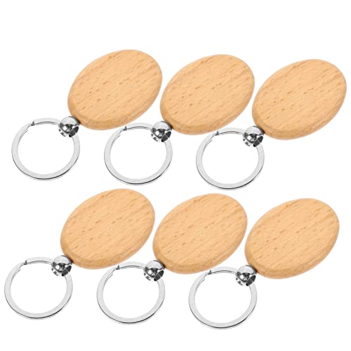 Garneck 6 Stück Teiliges Holz Schlüsselanhänger aus Buchenholz Stabile DIY Anhänger zum Bemalen und Gravieren Vielseitige Schlüsselringe mit Besonderer Form für und Dekoration von Garneck