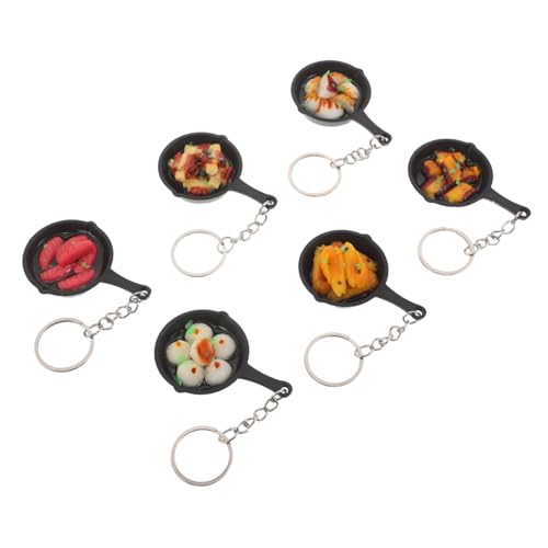 Garneck 6 Stück Teiliges Mini-food-schlüsselanhänger Lustigen Bratpfannen-charms und Realistischen Fried-dumpling- Wurst Garnelen-designs Kompakt für Taschen Partygeschenke und von Garneck
