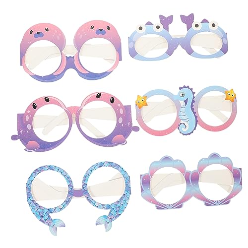 Garneck 6 Stück geburtstagsfeier brille Junggesellin Mermaid Party Gefälligkeiten Prinzessin Braut- Dekorationen Meerjungfrau-Party-Mittelstücke Meerjungfrau-Geburtstagsgeschenke Papier von Garneck