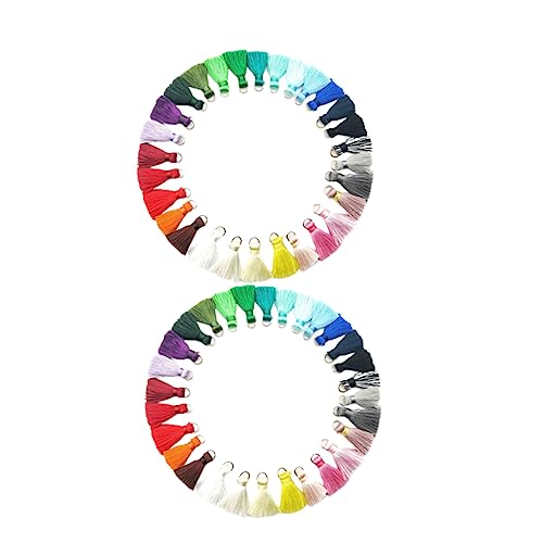 Garneck 60 Stück Mini Quasten Anhänger 2cm - Handgemachte Bastel Quasten Für Schmuck - Schlüsselringe Lesezeichen in Bunten Farben Zur Individuellen Dekoration von Garneck