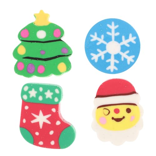 Garneck 60 Stück Weihnachts Radiergummi Set Niedliche Santa und Schneemann Designs Bunte Cartoon Radiergummis für Mitgebsel für Weihnachten und Schulbedarf von Garneck