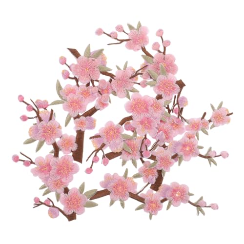 Garneck 8 Stück Teiliges Bestickte Stoffapplikationen Pfirsichblüte Blumenmotive Langlebige Nähapplikationen für Kleidung Rucksäcke Kleider DIY Dekoration und Individuelle Veredelung von Garneck
