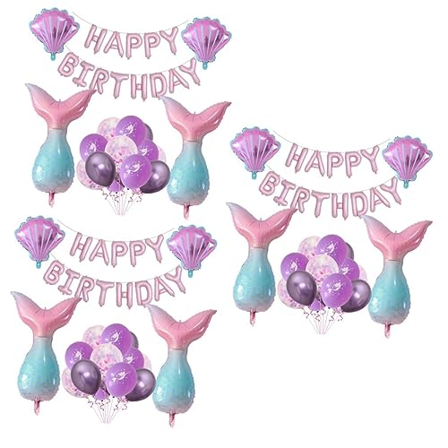 Garneck 96 Stk Mädchen-Prinzessin-Geburtstags-Meerjungfrau-Ballon-Set Ballons mit Meerjungfrauenflosse zum Freigeben im kinder geburtstagsdeko kindergeburtstags dekoration von Garneck